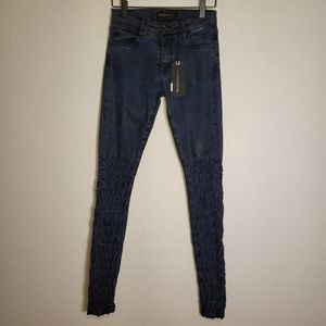 NWT Brockenbow Jarretelle Jeans Waxed Honeycomb Distress size 26